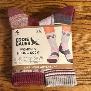 Eddie Bauer Women's Hiking Socks - Burgundy and Gray 4-Pack